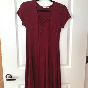 Maroon L.A. HEARTS lace up front dress